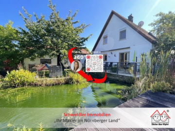 Wie ein Haus am See: Einfamilienhaus (Bj. 1993) mit Traumgarten und Garage in Lauf-Kuhnhof, 91207 Lauf-Kuhnhof, Einfamilienhaus
